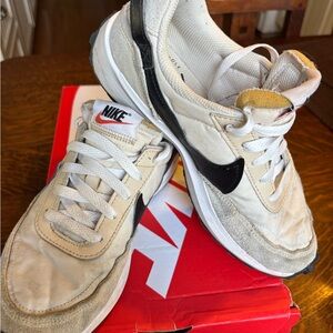 Nike Waffle Debut Beige and Black Athletic Shoes